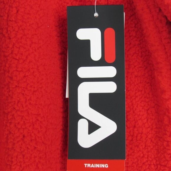 Fila Women's Teddy Faux Sherpa Pull Over Hoodie in Red SZ M - Picture 3 of 6
